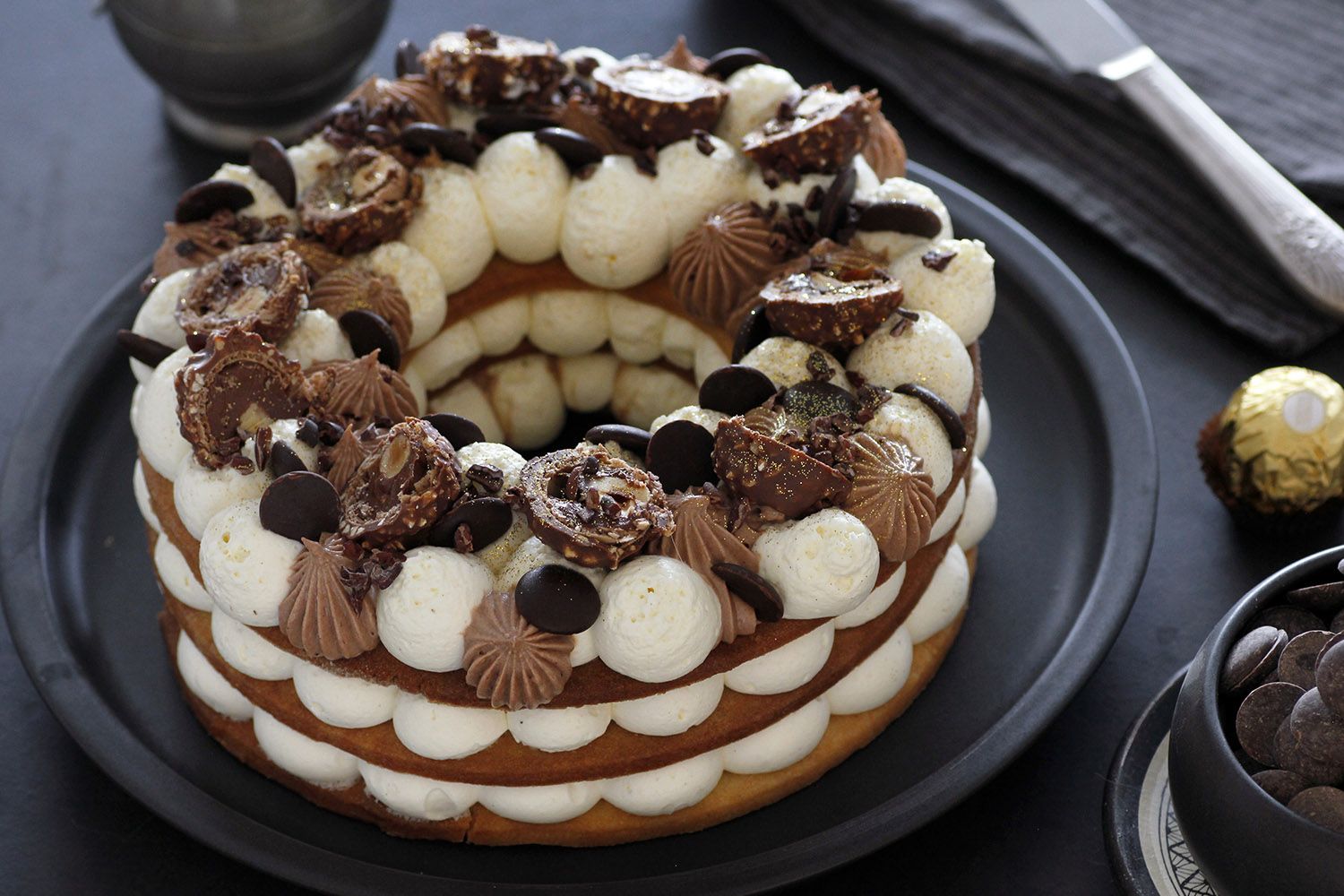 Ferrero Rocher Cream Tart Number Cake