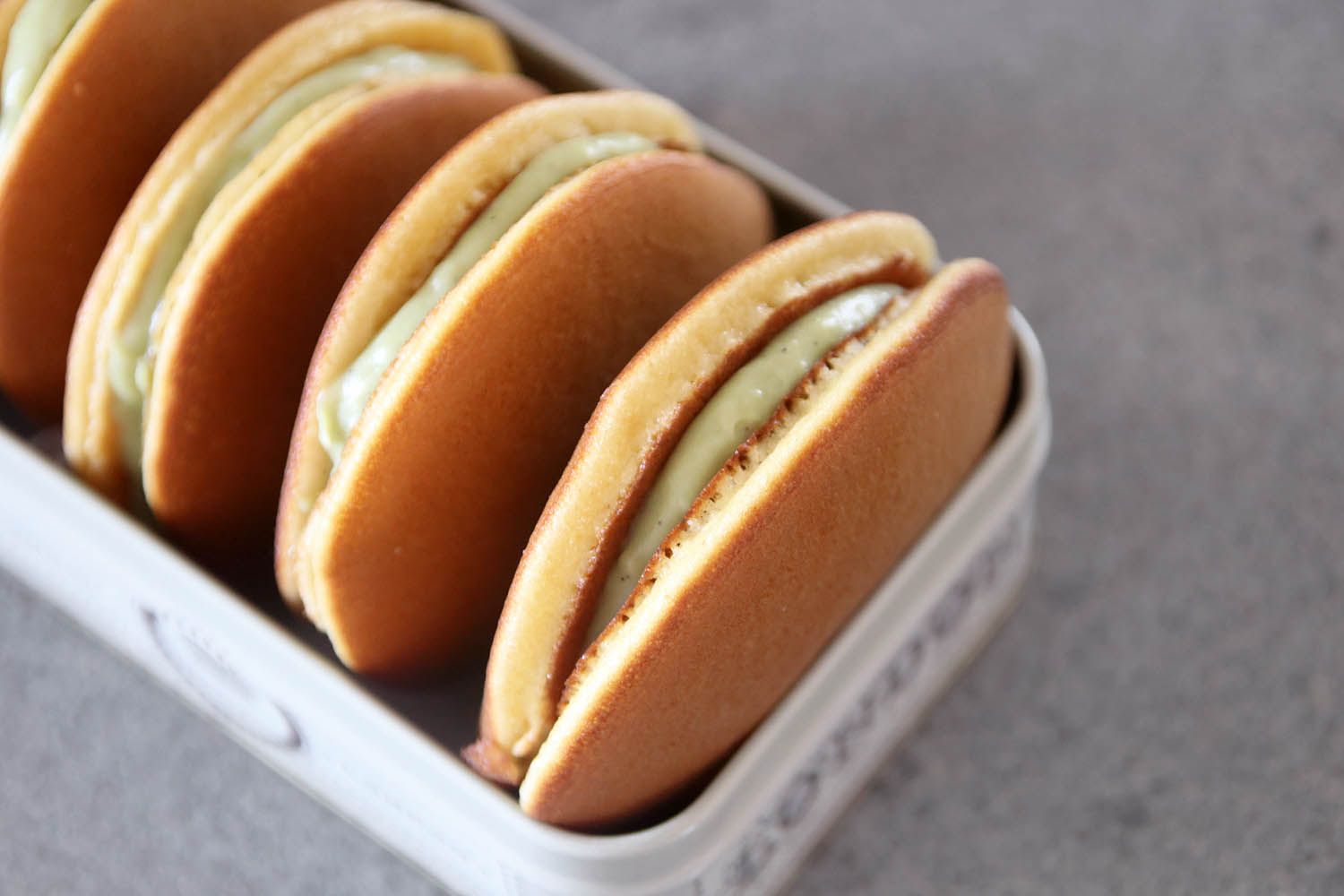 Dorayaki - Japanese Pancake Filled with Matcha Pastry Cream