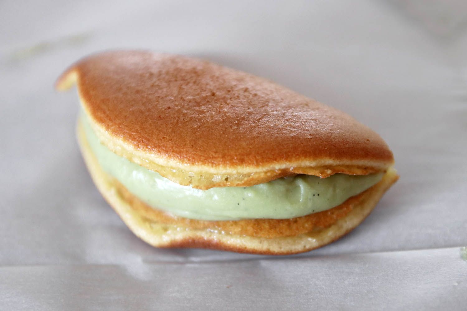 Dorayaki - Japanese Pancake Filled with Matcha Pastry Cream