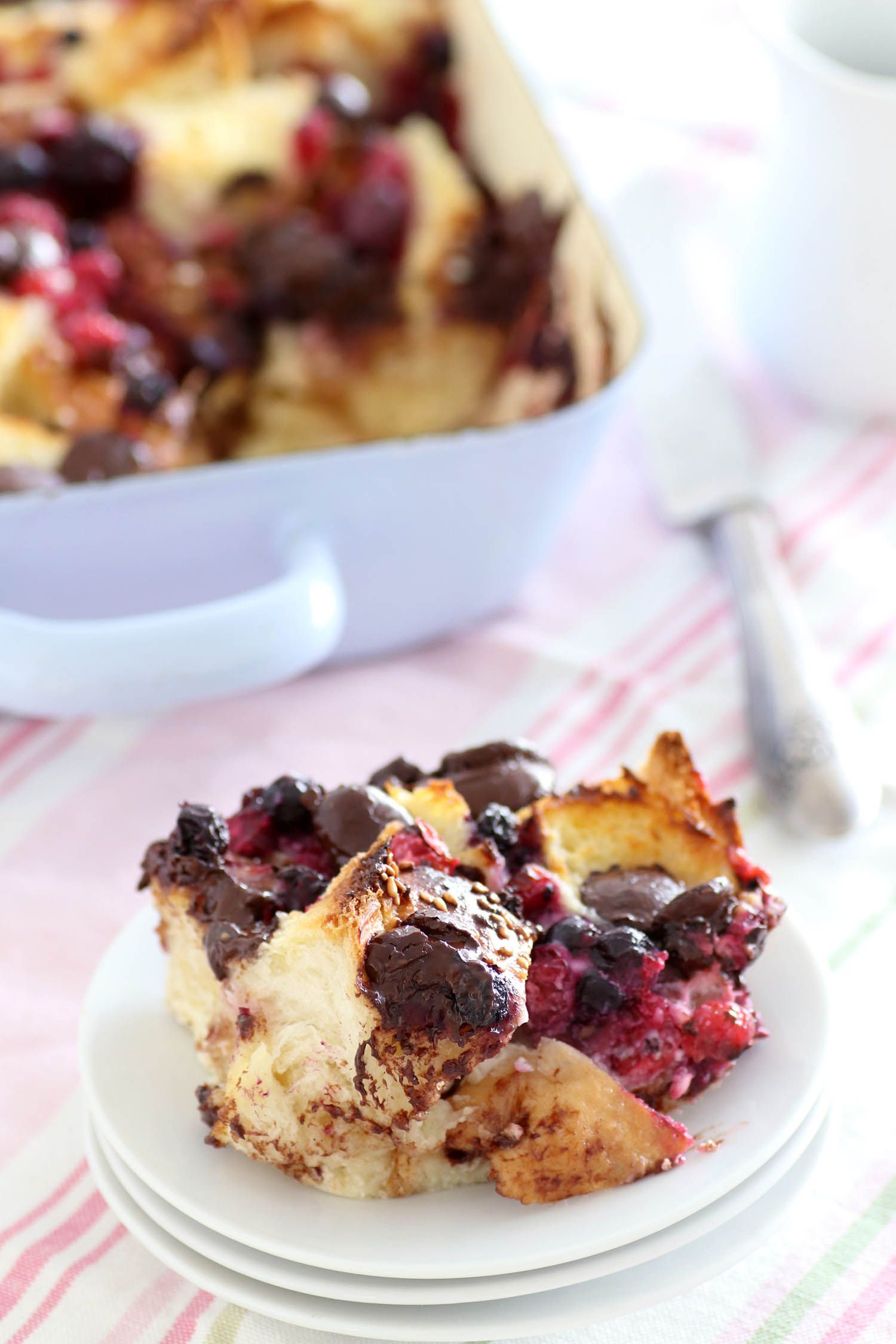 Chocolate Bread Pudding with Berries
