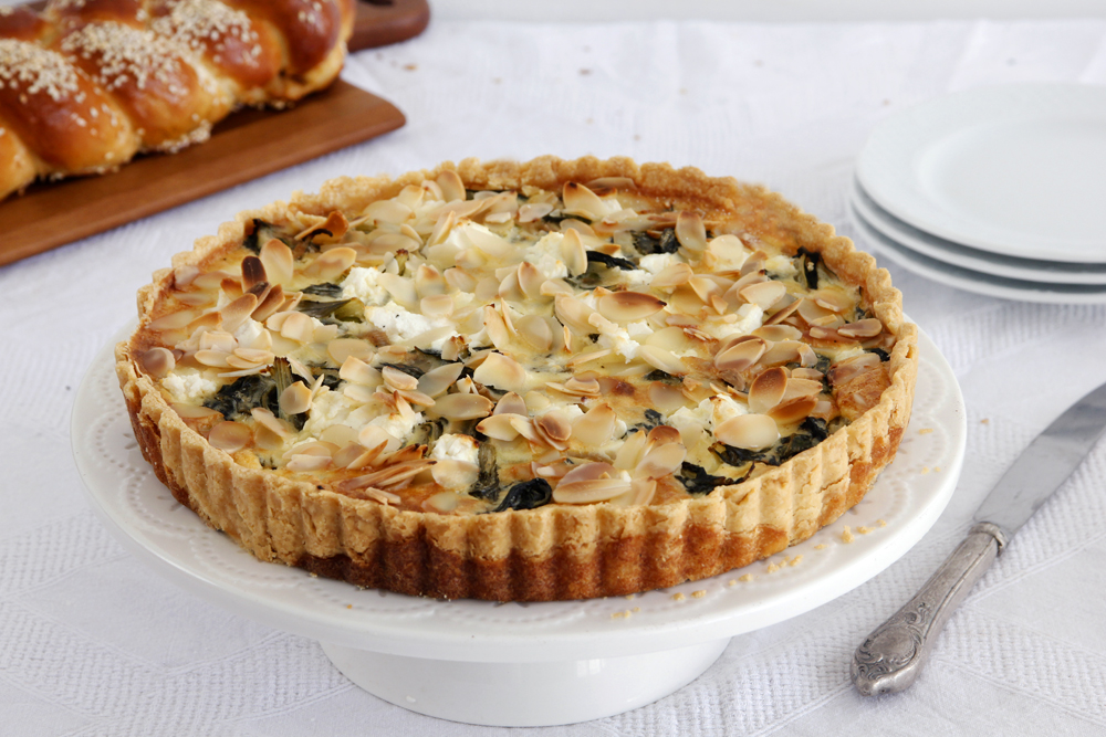 Chard Quiche with Peas and Feta Cheese
