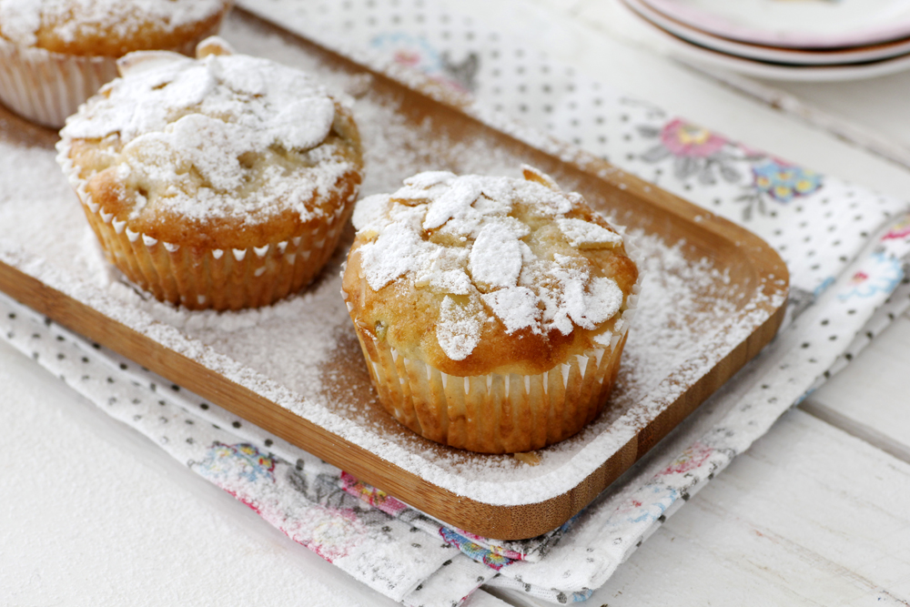 Pear Muffins with Cream Cheese and Almonds