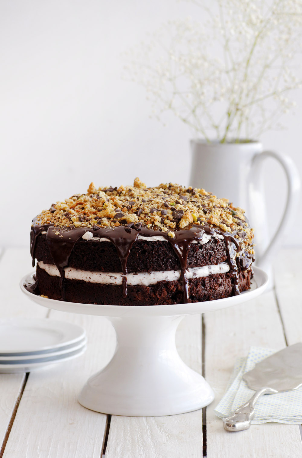 Chocolate Chips Chocolate Layer Cake