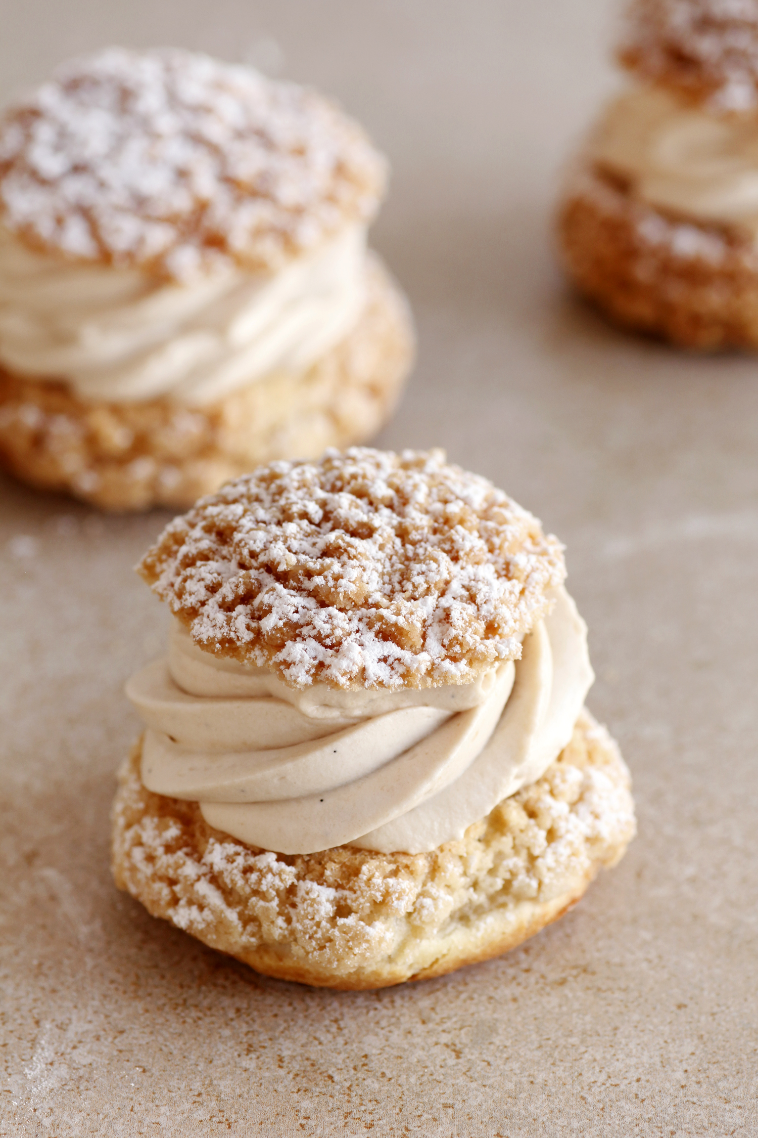 Almond, Chocolate and Coffee Cream Puffs