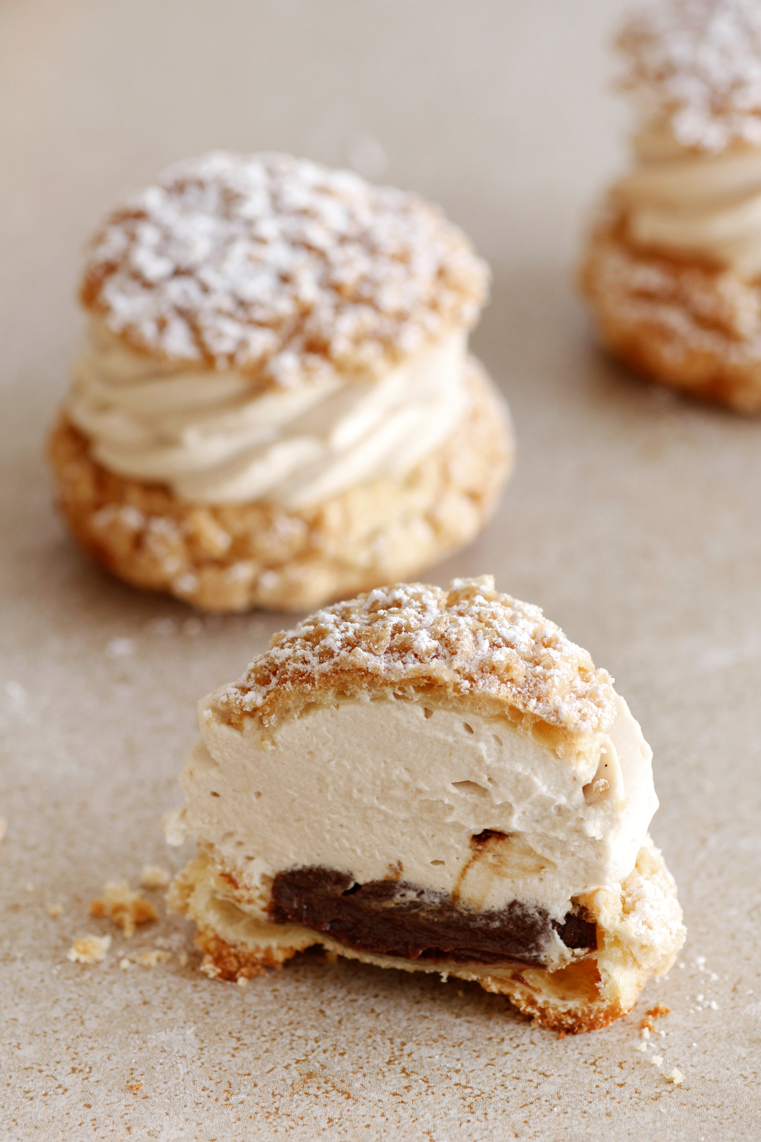 Almond, Chocolate and Coffee Cream Puffs