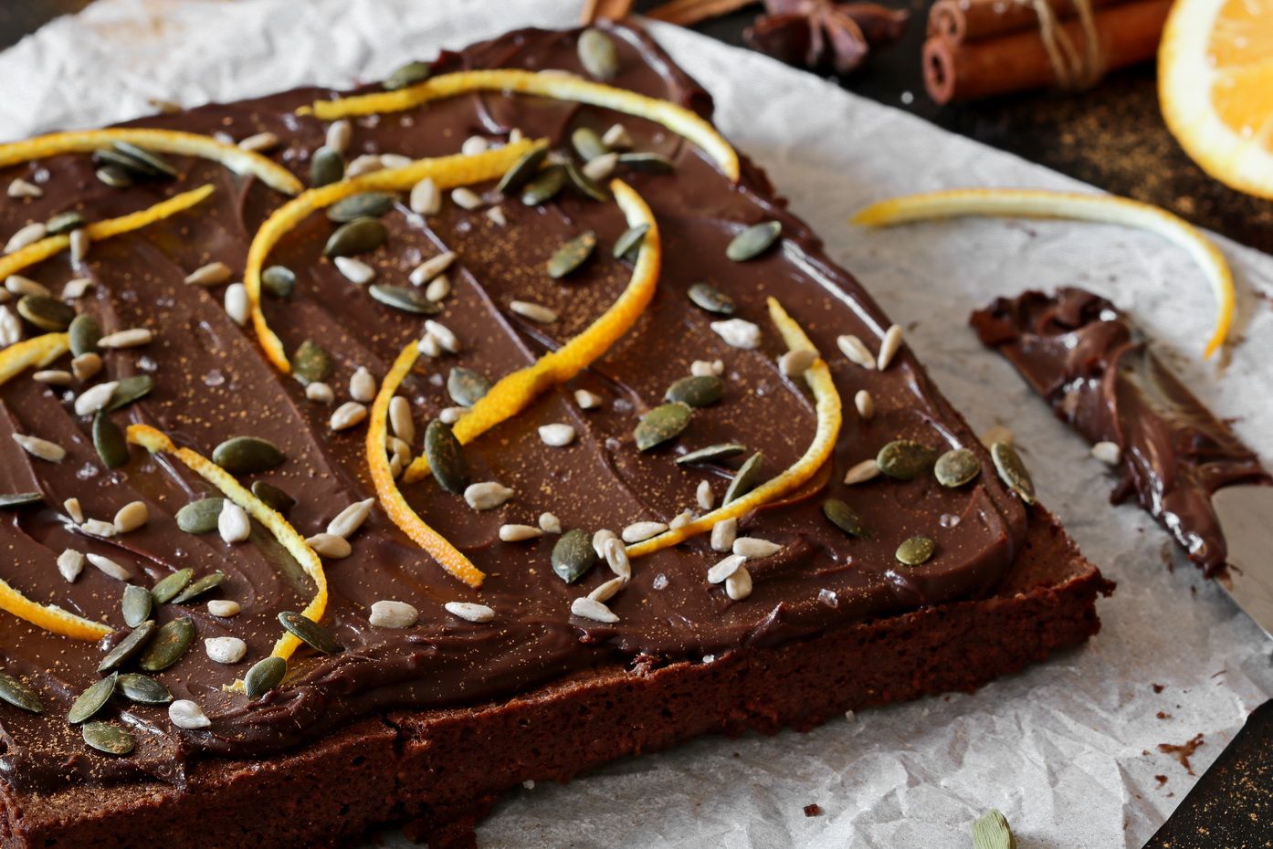 Sea Salt Gingerbread Brownies with Seeds