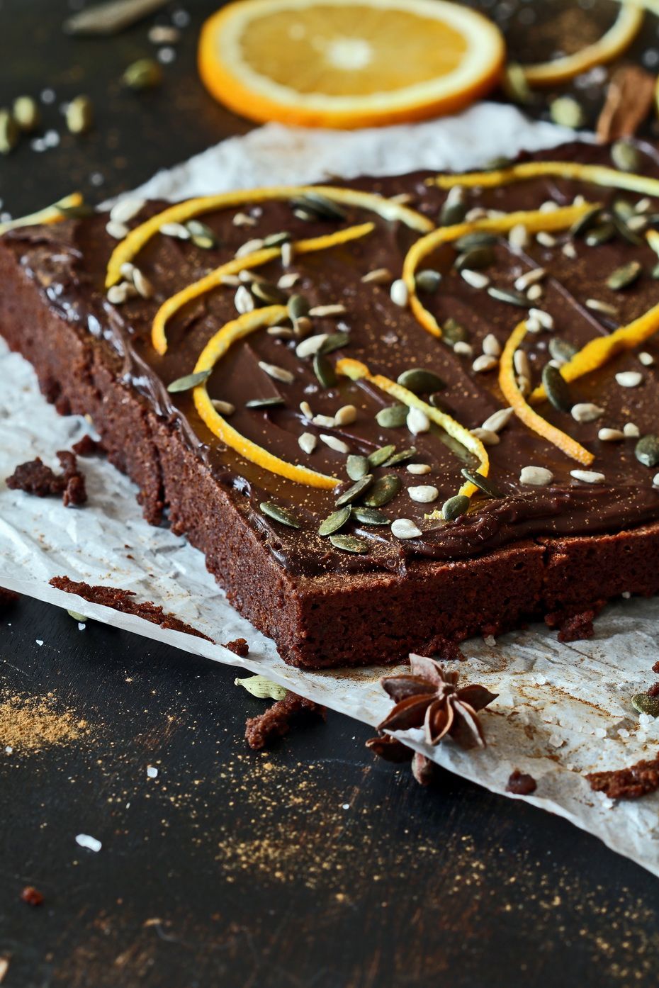 Sea Salt Gingerbread Brownies with Seeds